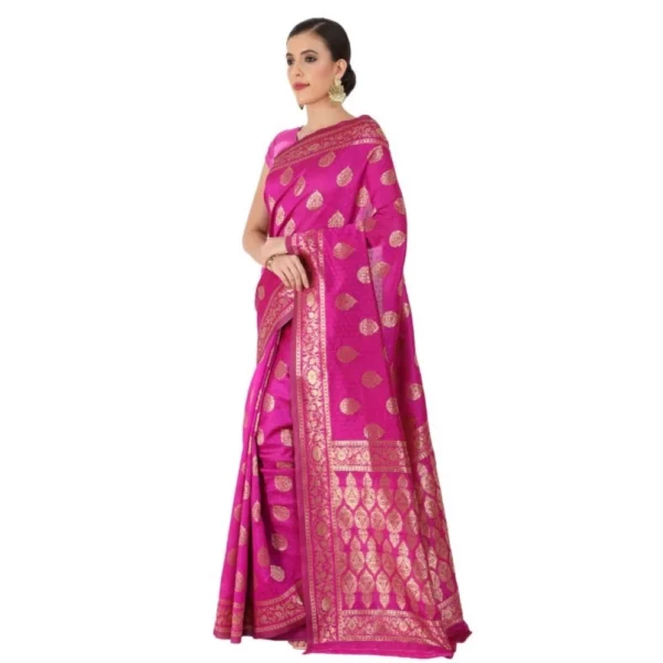 Women's Banarasi Jacquard Sarees (Pink , 5-6Mtrs)
