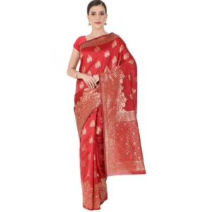 Women's Banarasi Jacquard Sarees (Red , 5-6Mtrs)