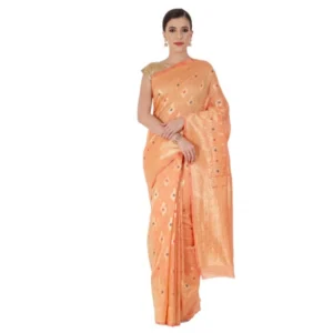 Women's Banarasi Jacquard Sarees (Light Orange , 5-6Mtrs)