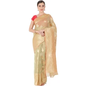 Women's Banarasi Jacquard Sarees (Baige , 5-6Mtrs)
