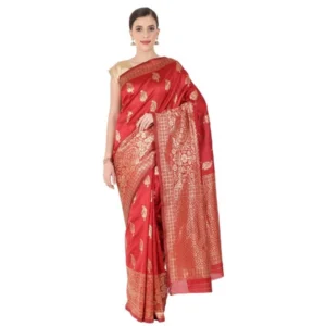 Women's Banarasi Jacquard Sarees (Red , 5-6Mtrs)