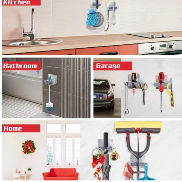 Generic Pack Of 2_Invisible Sticker of Mop Multipurpose Hanger (Color: Assorted)