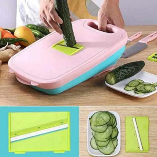 Generic Cutting Board 9 in 1 Multifunctional and Collapsible Chopping Board with Washing Drain Basket (Color: Assorted)