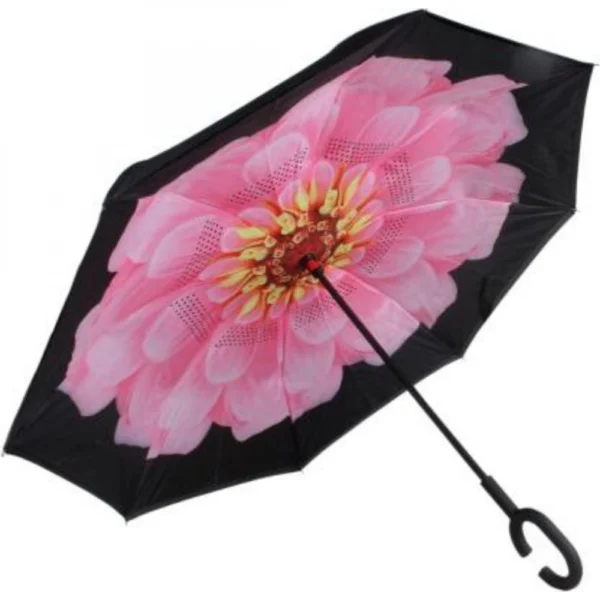 Generic C Shaped Handle Double Layer Inverted Colourful Umbrella (Color: Assorted)