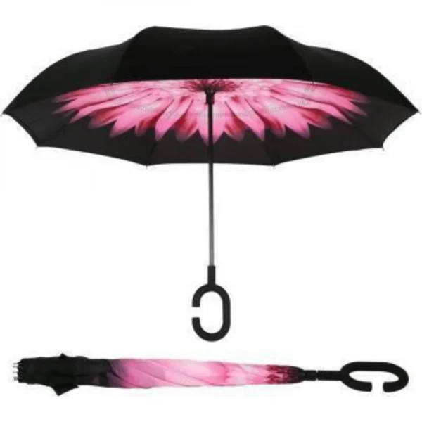 Generic C Shaped Handle Double Layer Inverted Colourful Umbrella (Color: Assorted)