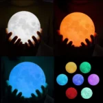 Generic 3D 7 Color Changing Moon Night Lamp (Color: Assorted)