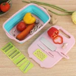Generic Cutting Board 9 in 1 Multifunctional and Collapsible Chopping Board with Washing Drain Basket (Color: Assorted)