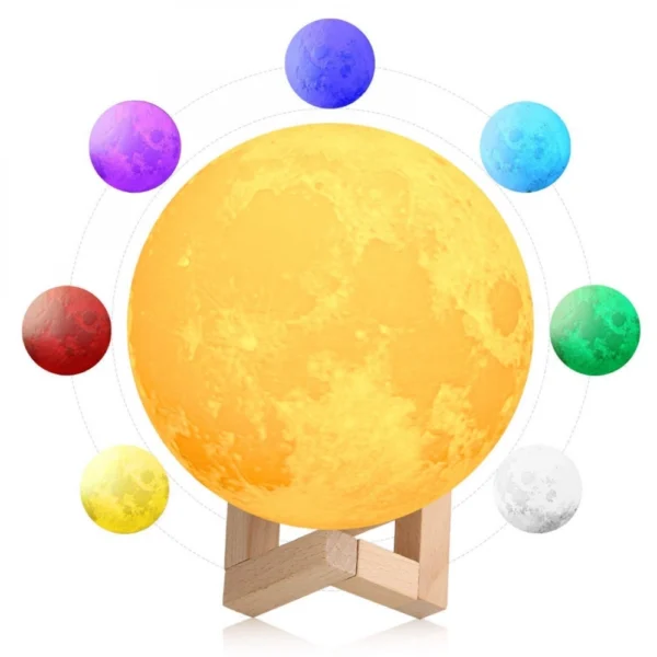 Generic 3D 7 Color Changing Moon Night Lamp (Color: Assorted)