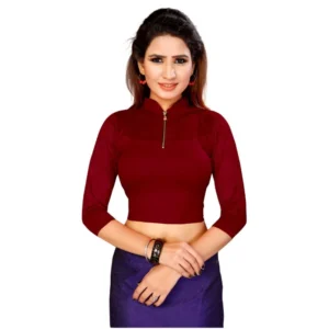 Women's Stretchable Readymade Blouse Cotton Lycra (Size-Free Size ,Neck Type-Collar)