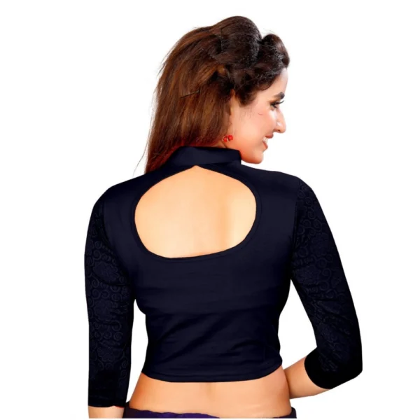 Women's Stretchable Readymade Blouse Cotton Lycra (Size-Free Size ,Neck Type-Collar)