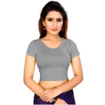 Women's Stretchable Readymade Blouse Cotton Lycra (Size-Free Size ,Neck Type-Round)