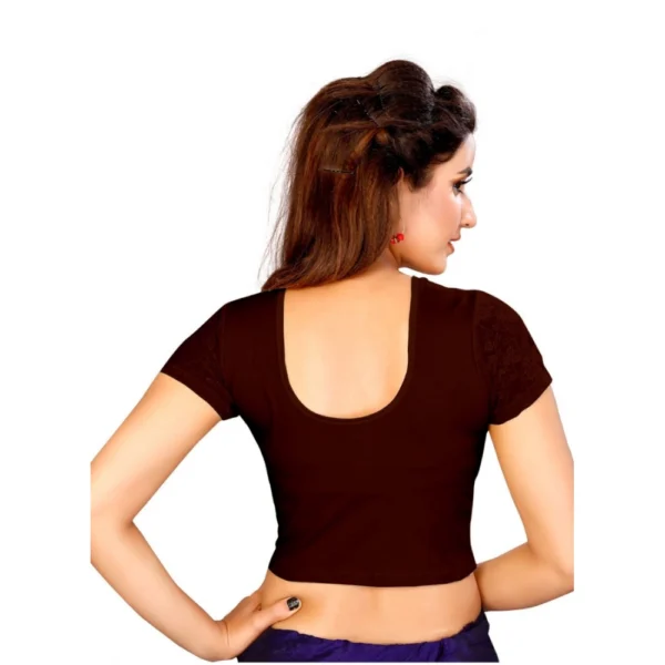 Women's Stretchable Readymade Blouse Cotton Lycra (Size-Free Size ,Neck Type-Round)