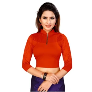 Women's Stretchable Readymade Blouse Cotton Lycra (Size-Free Size ,Neck Type-Collar)