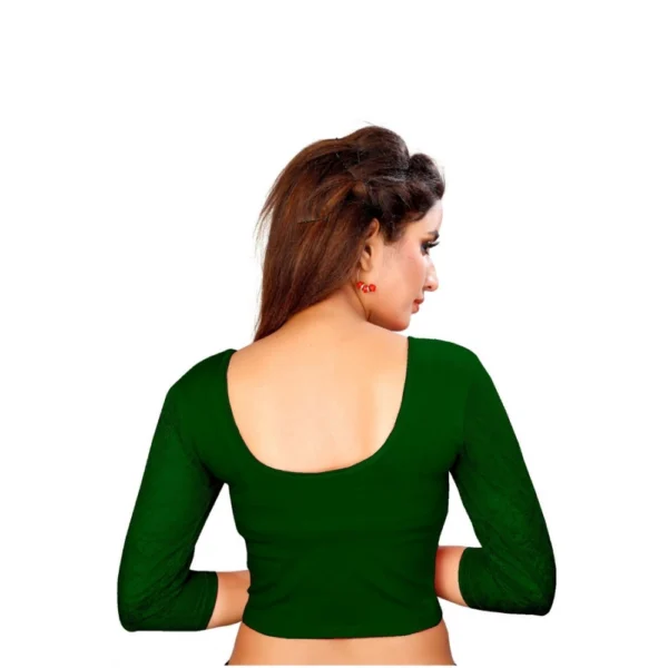 Women's Stretchable Readymade Blouse Cotton Lycra (Size-Free Size ,Neck Type-Round)