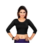 Women's Stretchable Readymade Blouse Cotton Lycra (Size-Free Size ,Neck Type-Round)