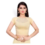 Women's Stretchable Readymade Blouse Cotton Lycra (Size-Free Size ,Neck Type-Designer)