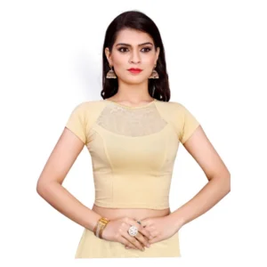 Women's Stretchable Readymade Blouse Cotton Lycra (Size-Free Size ,Neck Type-Designer)