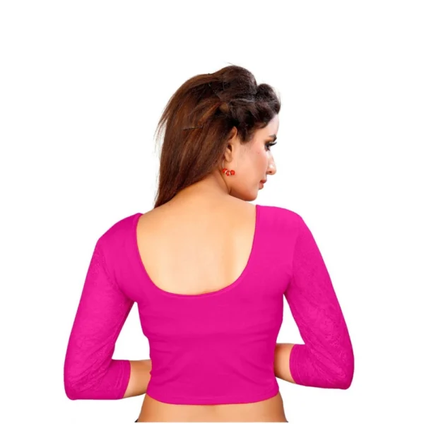 Women's Stretchable Readymade Blouse Cotton Lycra (Size-Free Size ,Neck Type-Round)