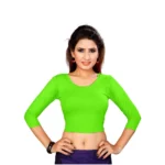 Women's Stretchable Readymade Blouse Cotton Lycra (Size-Free Size ,Neck Type-Round)