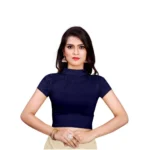 Women's Stretchable Readymade Blouse Cotton Lycra (Size-Free Size ,Neck Type-Collar)