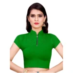 Women's Stretchable Readymade Blouse Cotton Lycra (Size-Free Size ,Neck Type-Collar)