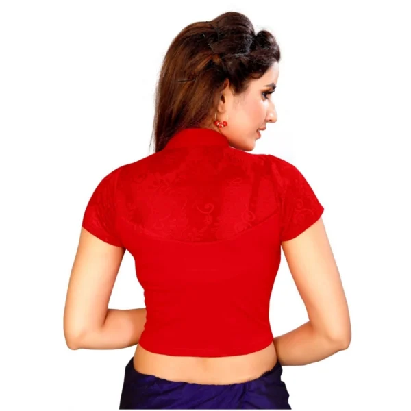 Women's Stretchable Readymade Blouse Cotton Lycra (Size-Free Size ,Neck Type-Collar)