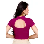 Women's Stretchable Readymade Blouse Cotton Lycra (Size-Free Size ,Neck Type-Collar)