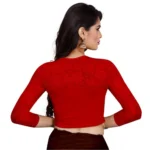 Women's Stretchable Readymade Blouse Cotton Lycra (Size-Free Size ,Neck Type-Round)