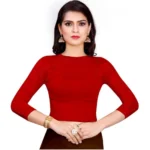 Women's Stretchable Readymade Blouse Cotton Lycra (Size-Free Size ,Neck Type-Round)