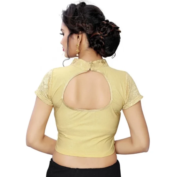 Women's Stretchable Readymade Blouse Cotton Lycra (Size-Free Size ,Neck Type-Collar)