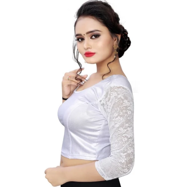 Women's Stretchable Readymade Blouse Cotton Lycra (Size-Free Size ,Neck Type-Round)