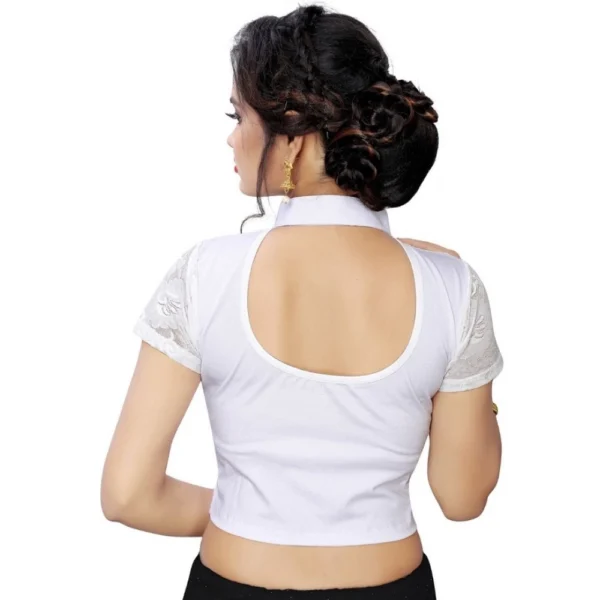Women's Stretchable Readymade Blouse Cotton Lycra (Size-Free Size ,Neck Type-Collar)