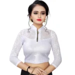 Women's Stretchable Readymade Blouse Cotton Lycra (Size-Free Size ,Neck Type-Collar)
