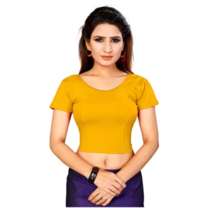 Women's Stretchable Readymade Blouse Cotton Lycra (Size-Free Size ,Neck Type-Round)