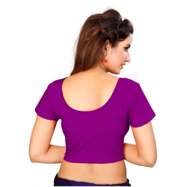 Women's Stretchable Readymade Blouse Cotton Lycra (Size-Free Size ,Neck Type-Round)