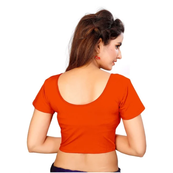 Women's Stretchable Readymade Blouse Cotton Lycra (Size-Free Size ,Neck Type-Round)