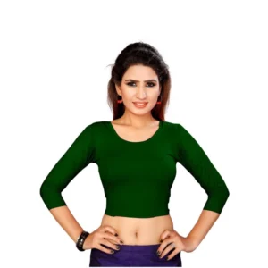Women's Stretchable Readymade Blouse Cotton Lycra (Size-Free Size ,Neck Type-Round)