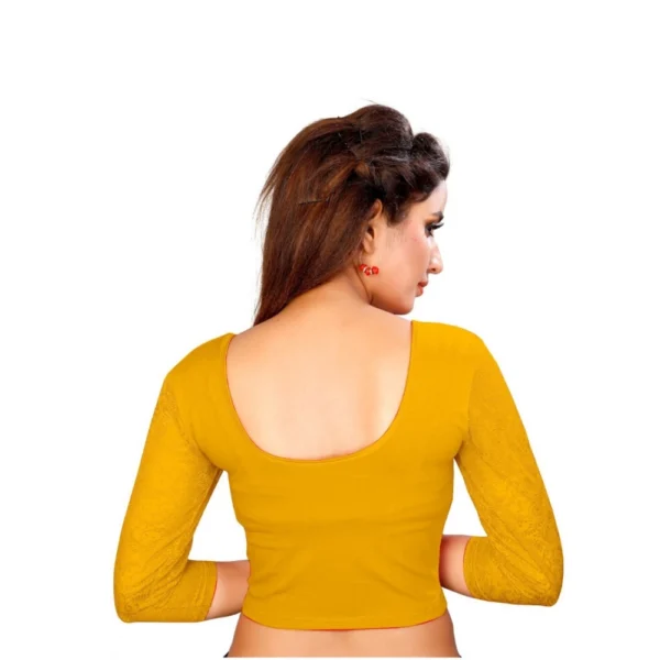 Women's Stretchable Readymade Blouse Cotton Lycra (Size-Free Size ,Neck Type-Round)