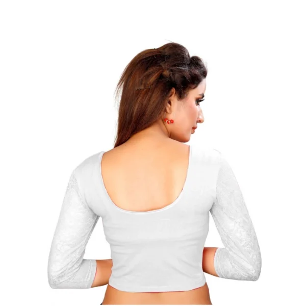 Women's Stretchable Readymade Blouse Cotton Lycra (Size-Free Size ,Neck Type-Round)