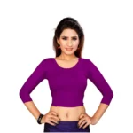 Women's Stretchable Readymade Blouse Cotton Lycra (Size-Free Size ,Neck Type-Round)