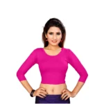 Women's Stretchable Readymade Blouse Cotton Lycra (Size-Free Size ,Neck Type-Round)