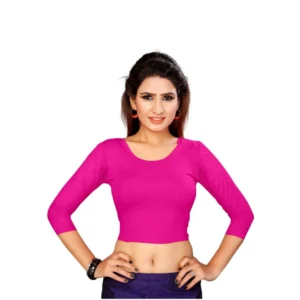 Women's Stretchable Readymade Blouse Cotton Lycra (Size-Free Size ,Neck Type-Round)