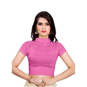 Women's Stretchable Readymade Blouse Cotton Lycra (Size-Free Size ,Neck Type-Collar)