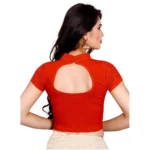 Women's Stretchable Readymade Blouse Cotton Lycra (Size-Free Size ,Neck Type-Collar)