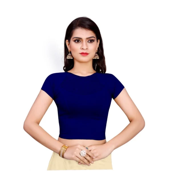 Women's Stretchable Readymade Blouse Cotton Lycra (Size-Free Size ,Neck Type-Round)