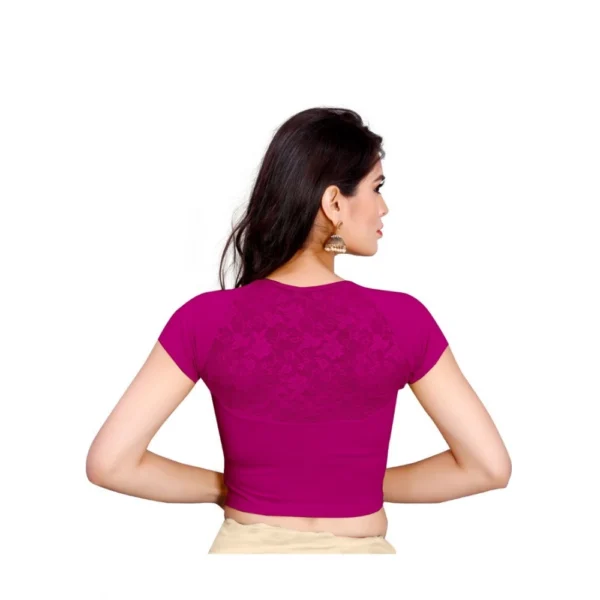 Women's Stretchable Readymade Blouse Cotton Lycra (Size-Free Size ,Neck Type-Designer)
