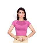 Women's Stretchable Readymade Blouse Cotton Lycra (Size-Free Size ,Neck Type-Designer)