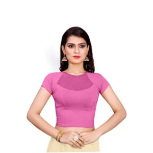 Women's Stretchable Readymade Blouse Cotton Lycra (Size-Free Size ,Neck Type-Designer)