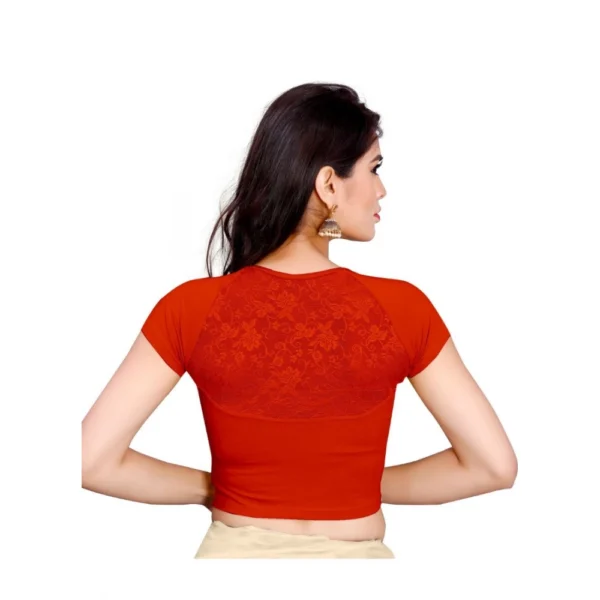 Women's Stretchable Readymade Blouse Cotton Lycra (Size-Free Size ,Neck Type-Designer)