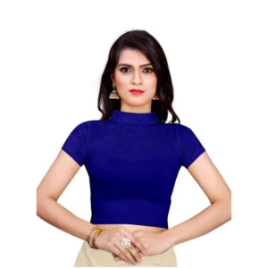 Women's Stretchable Readymade Blouse Cotton Lycra (Size-Free Size ,Neck Type-Collar)